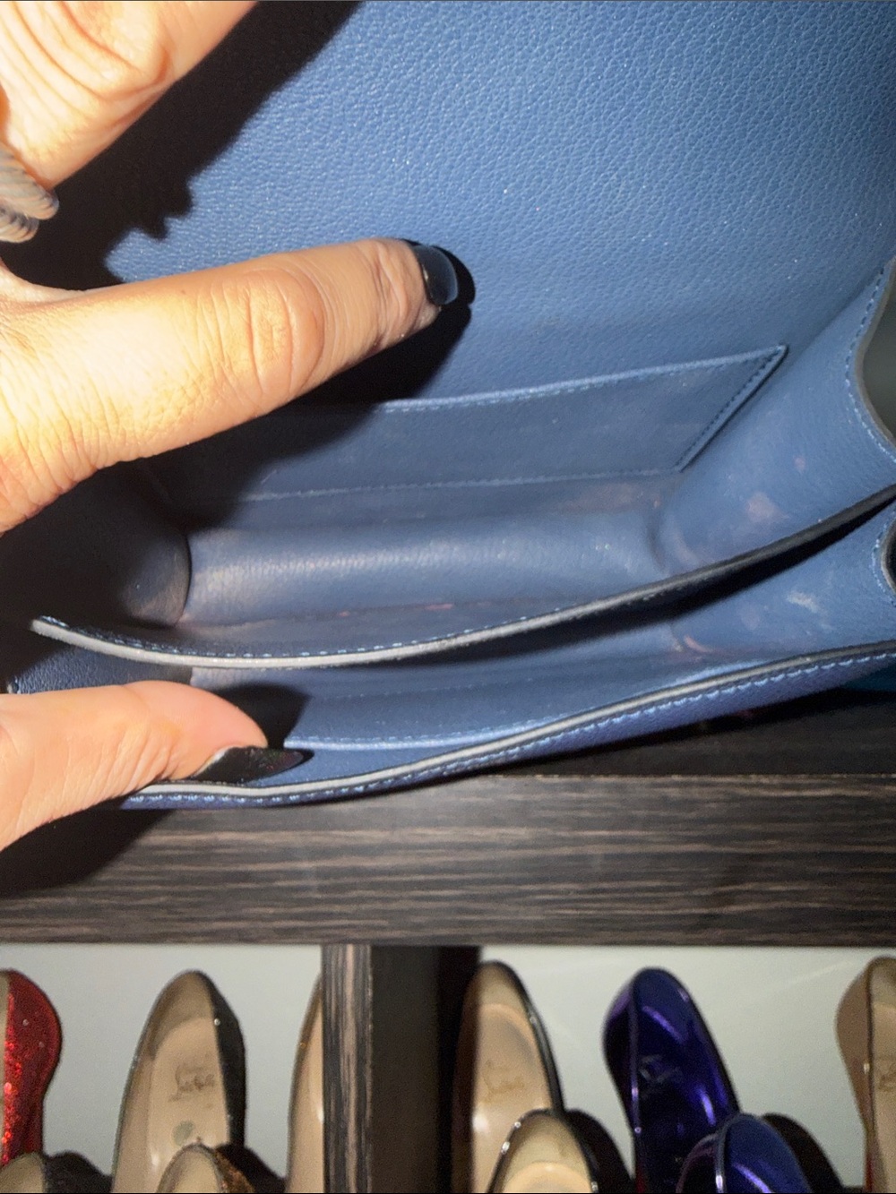 Navy Epsom Leather Crossbody Bag with Metal H-Clasp NO offers. - Picture 8 of 16